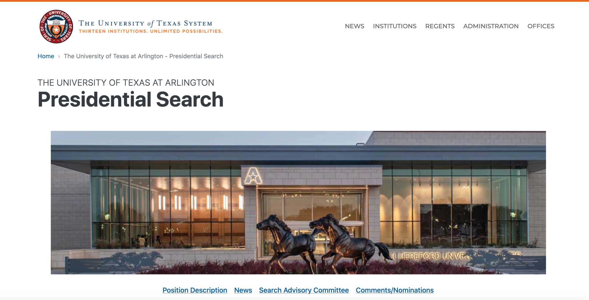 UT System launches UTA presidential search website